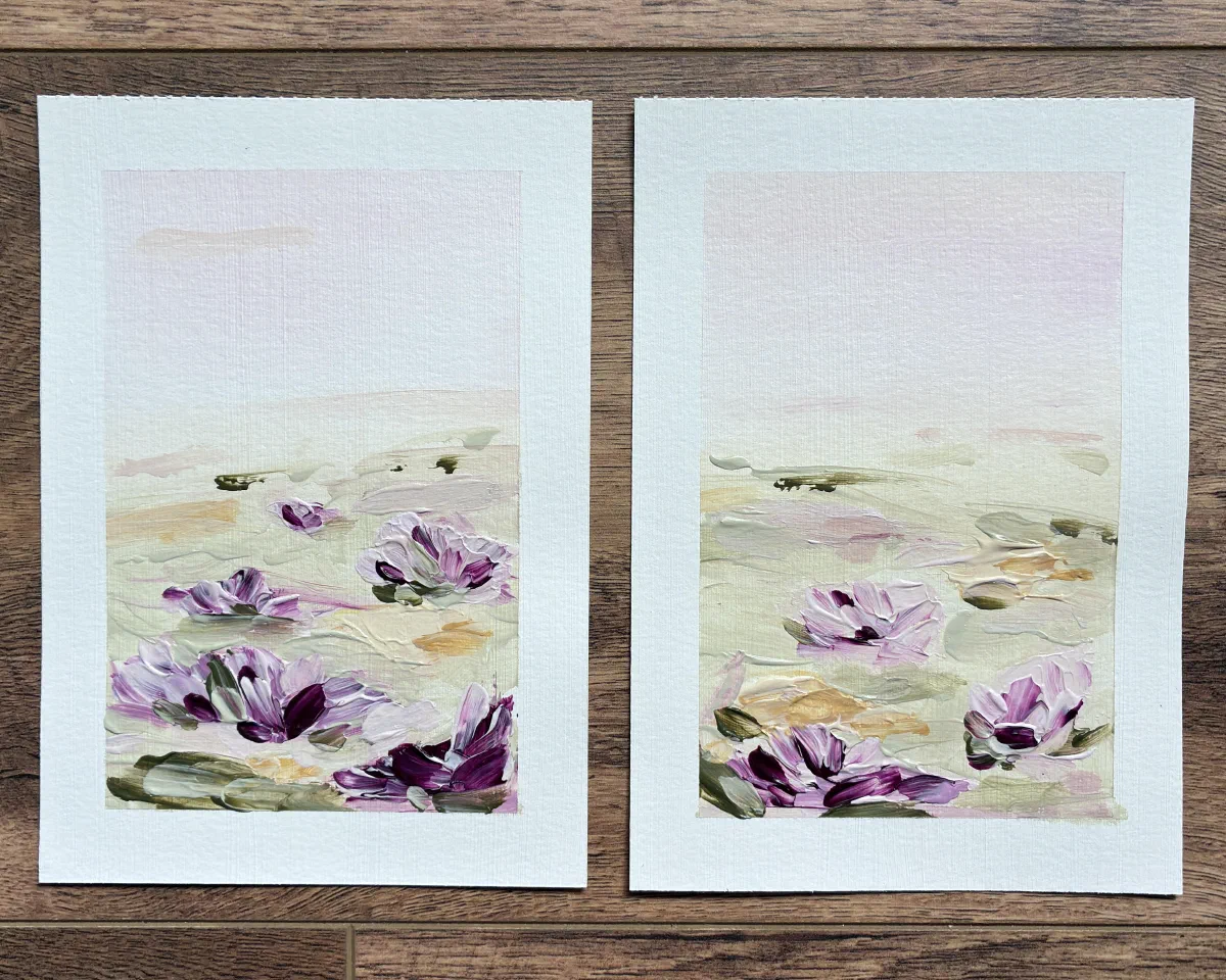 Soft Mist and Deep Bloom side by side, from the Captivated by Wild Colour collection